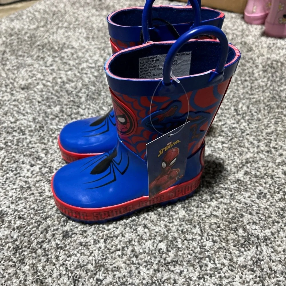 MARVEL SPIDERMAN Toddler Boy's RAIN BOOTS Waterproof New Style Size 5/6